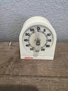 Vintage Sunbeam Mechanical Kitchen Timer Plastic White Analog Made in USA - Picture 1 of 2