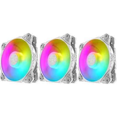 Lot de 3 ventilateurs blancs RVB – LED colorées 120 mm – Connecteur MOLEX – P... - Image 1 of 4