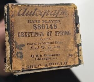 QRS Autograph Piano Roll S80148 Greetings Of Spring. By Stanford Robar 17 1/2