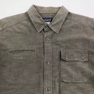 Patagonia Men Size L Organic Cotton Brown Chambray Shirt Button Up Long Sleeve - Picture 1 of 15