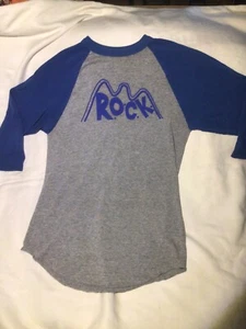 Camiseta de béisbol True Vintage ROCK manga 3/4 para hombre adulto pequeña azul/gris ☼ - Imagen 1 de 5
