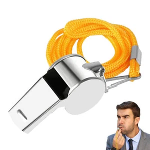 3Pcs Football Soccer Sports Metal Referee Whistle w/ Lanyard Emergency Survival - Picture 1 of 10