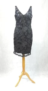 Ralph Lauren Black Lace Sequin Sleeveless Shift Dress Size 10 Uk CR026 AA 21 - Picture 1 of 7