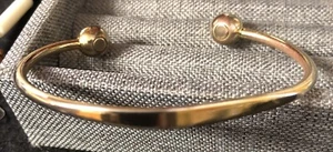Goldtoned Bangle Engraveable 7” Bracelet, Balls on Ends, Preowned- Excellent - Picture 1 of 7