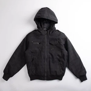 MENS HOODED PADDED JACKET COAT CHECK PRINT - MODENA - Picture 1 of 3