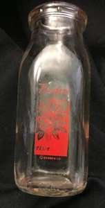 Nice Bordens Square Elsie the Cow 1/2 Pint Milk Bottle - Picture 1 of 6