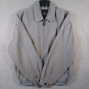 London Fog Retro Khaki Golf Jacket Size Medium Long Sleeve Mountain Mist Gray - Picture 1 of 21