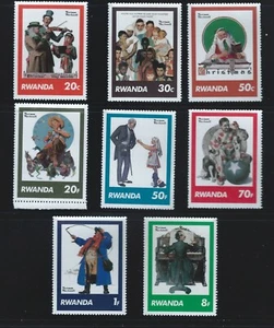 Rwanda Sc 1027-34 Norman Rockwell; Saturday Evening Post Covers - Picture 1 of 9