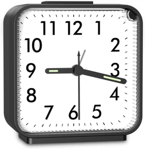 Analog Alarm Clock, Bedside Clocks Battery Powered, Silent Non Ticking Tra - Picture 1 of 12