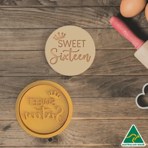 Estampilla y cortadora de galletas Sweet Sixteen - Imagen 1 de 2