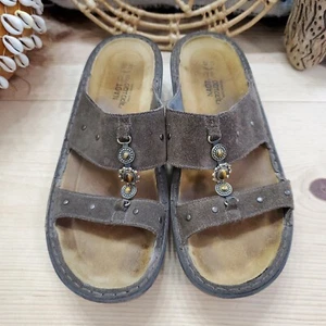 Naot Damen US 9/40 Pantoletten Sandalen Slipper Schuhe Schmuck Braun Leder Wildleder  - Bild 1 von 14