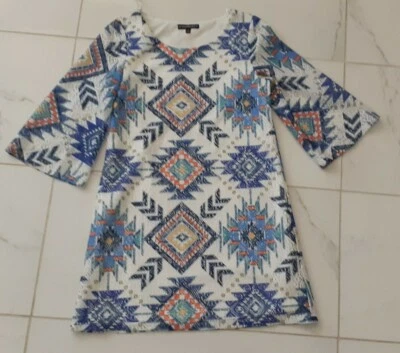 Vestido swing My Michelle niñas. Talla: 10. Diseños blancos/coloridos. Mangas de codo  Foto 1 de 4