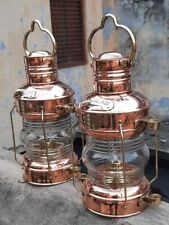 Nautical Antique Copper Brass Anchor Oil Lamp Maritime Ship Lantern Boat Light