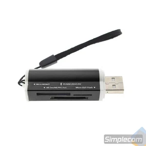 All in One Aluminium Multi Card Reader SDHC SDXC Micro SD Memory Stick M2 BLACK - Picture 1 of 2