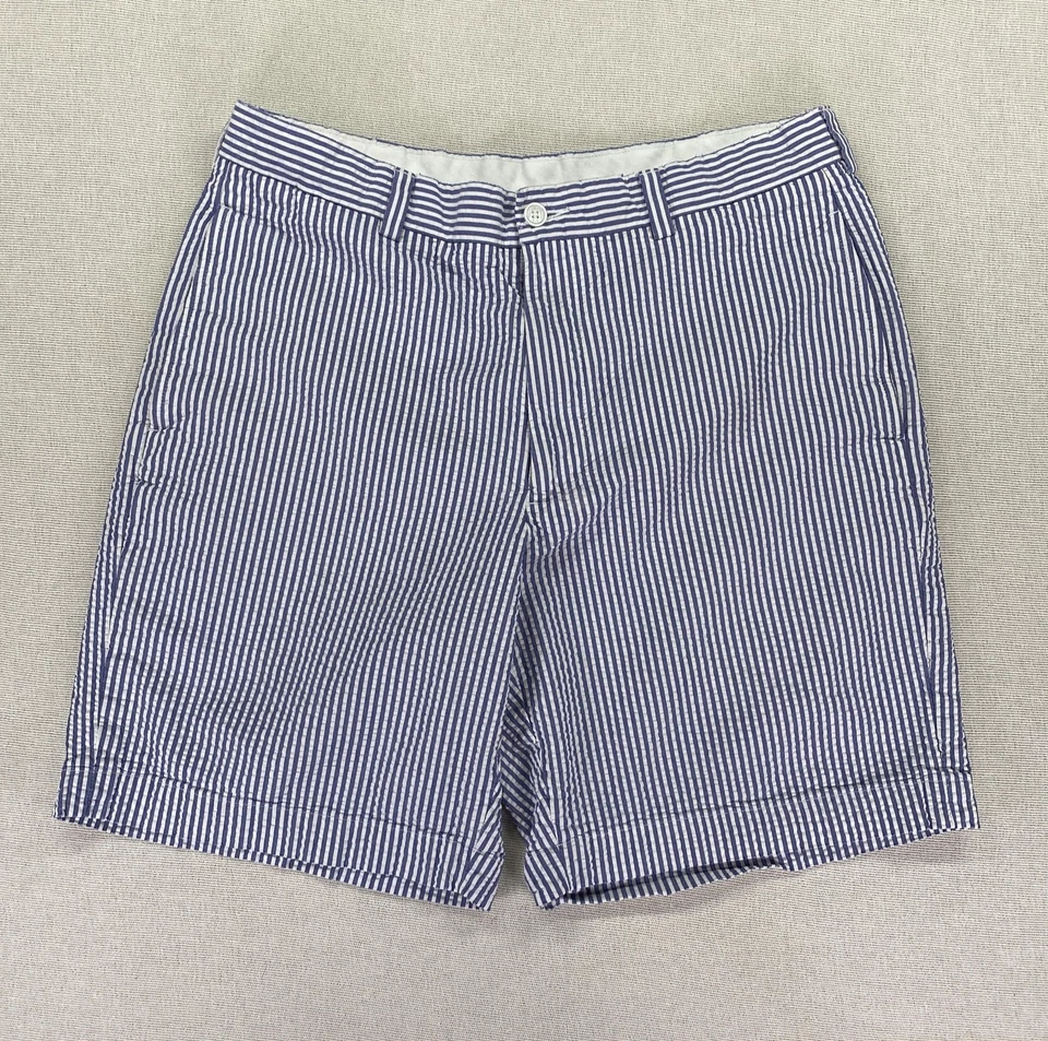 Pantalones Cortos Brooks Brothers 346 Para Hombre 33 (Real 33x8) Azul Blanco Rayas Seersucker Foto 1 de 4