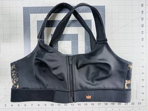 SheFit Ultimate Sports Bra Size 1 Luxe Front Zip Black Hook & Loop Fit - Picture 1 of 5