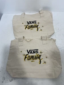 Lot of 2 Vans Family Tan 17” Large Zipper Tote Bag Canvas New Beach Bag ECO Use - Picture 1 of 6