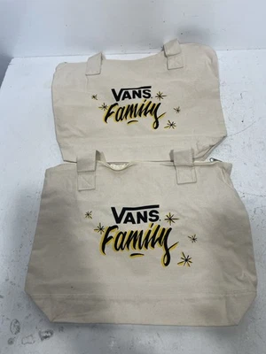 Lote de 2 Vans Family Bronceado 17” Grande Cremallera Bolso de Mano Lona Nuevo Bolso de Playa Uso ECO Foto 1 de 4