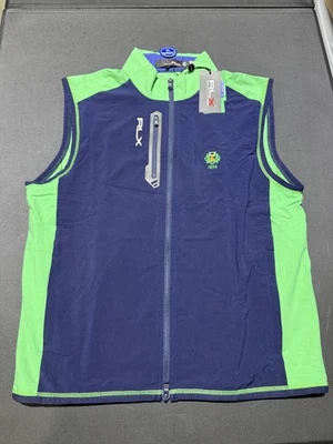 NWT MEN'S RALPH LAUREN RLX FULL ZIP VEST, SIZE: M, COLOR: GREEN/NAVY (M32) - Image 1 of 4