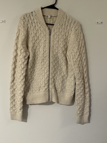 OFF WHITE Gap Giacca Donna Misto Lana Avorio Maglia Cavo Taglia M