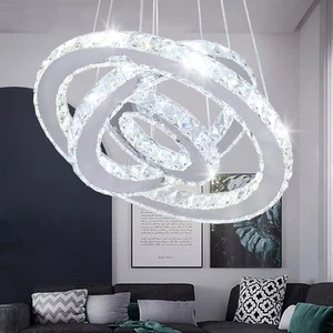 Lampadario a LED Moderno a 3 Anelli Regolabile in Acciaio Inox, per Camera Da Le - Foto 1 di 7