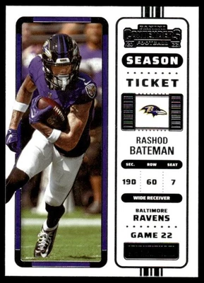 2022 Panini Football Contenders Rashod Bateman #6 Season Ticket Baltimore Ravens - Image 1 of 4