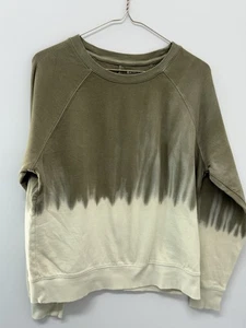 Athleta Sundown Dip Dye Crew Sweatshirt Olive Green Sz S - Picture 1 of 7