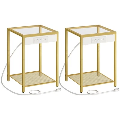 Side Table with Charging Station, Set of 2 End Tables with USB Port, Nightsta... - Image 1 of 4