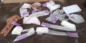 Lote De Colección De Encaje Borde Costura Artesanía Restauración Yardaje Lencería - Imagen 1 de 8