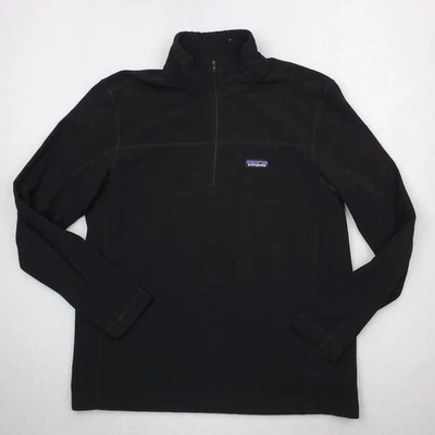 Patagonia Micro D Fleece Pullover Mens Large Black Quarter Zip Lightweight - Image 1 of 4