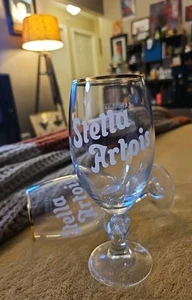 Stella Artois Bicchiere Birra Mezza Pinta Stile Heritage M20 33ccl Set (2) Bordo Oro - Foto 1 di 7