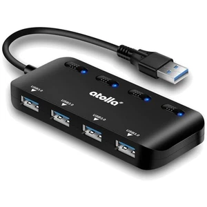 4 Port USB 30 Hub aktiv mit Power Schaltern und LEDs Datenverteiler für schne... - Bild 1 von 10