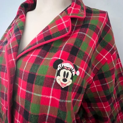 Pigiama Disney Minnie Mouse Natale a quadri top camicia da notte donna 2X accogliente caldo - Immagine 1 di 4