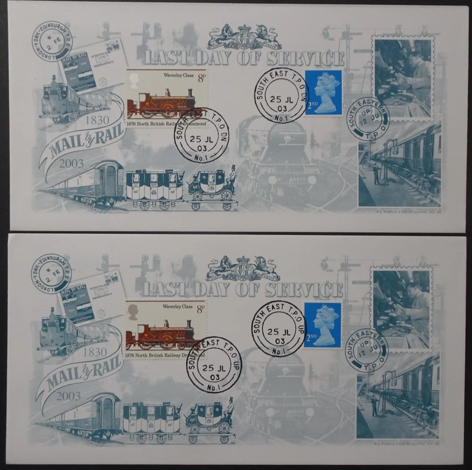 Último día de servicio 2003 South East No1 TPO arriba y abajo Bradbury Railway FDC Foto 1 de 1