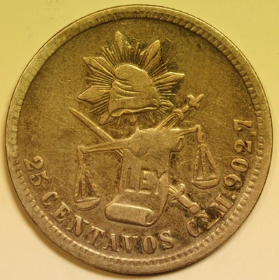 mw29480 México Plata 25 Centavos 1888 Cn M Culiacán Baja Acuñación: 86.000 Foto 1 de 2