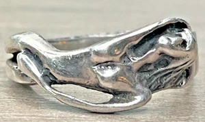 Sterling 925 Art Nouveau Figural Nude Goddess Erotic Beautiful Woman Risqué Ring - Picture 1 of 10