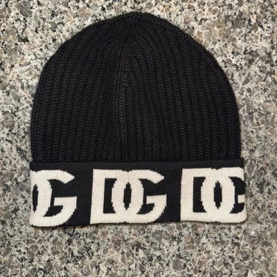Chapéu gorro jacquard logotipo Dolce & Gabbana preto COM ETIQUETA - Imagem 1 de 4