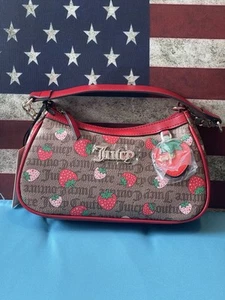 Juicy Couture Freshly Picked Strawberry Shoulde Bag in Chestnut Chino/ Cool Red - Picture 1 of 21