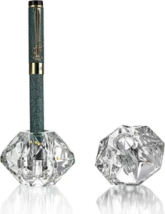 2-Packs Crystal Fountain Pen Stand Glass Feather Pen Holder Crystal Pen & Pencil - Picture 1 of 12