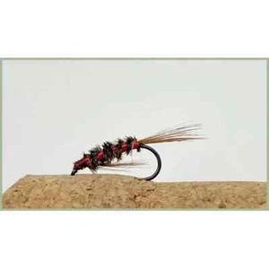 8 Red Diawl Bachforellenfliegen, gemischt 10/12/14, Angelfliegen, Nymphenfliegen - Bild 1 von 1