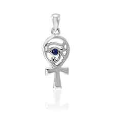 Ankh With Eye of Horus .925 Sterling Silver Lapis Pendant by Peter Stone Jewelry