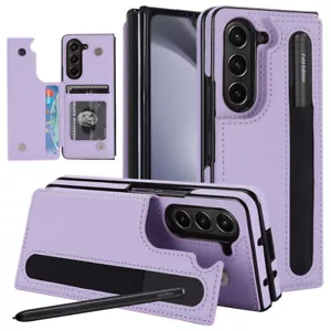 For Galaxy Z Fold 5 5G Case with S Pen Holder, Wallet Case, RFID Lock, Card Slot - Picture 1 of 18