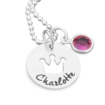 SAMAVAYA Taufkette Mädchen Gravur Krone LITTLE QUEEN Silber Taufgeschenk Kinderschmuck