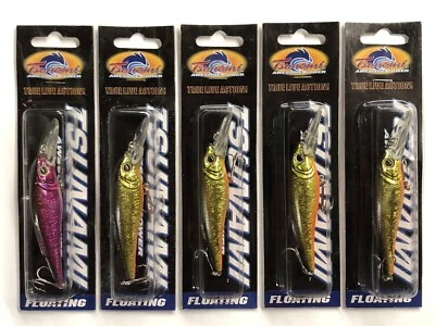 Lote de 5 señuelos de pesca Tsunami TS Deep Minnow flotante Crankbait 7/16 oz variedad Foto 1 de 4