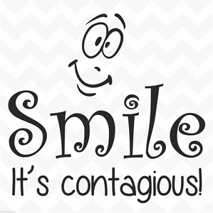 SMILE IT'S CONTAGIOUS vinyl wall art sticker saying quote words home car fun - Picture 1 of 6