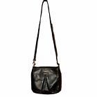 Tignanello Black Leather Crossbody Saddle Bag Medium Size Shoulder Bag