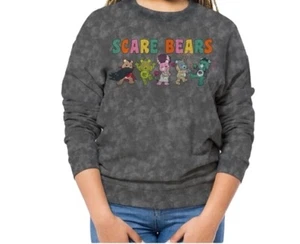 Care Bears Double Sided Scare Bears Gray Marbled Long Sleeve Sweatshirt Size XS - Picture 1 of 8