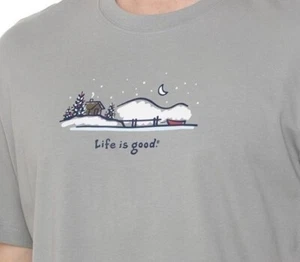 *LAST 1* Life is Good XL Herren WINTER ON THE LAKE Kurzarm Grau SS T-Shirt XLrg - Bild 1 von 1