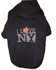 Dog Hoodie says I Love New York Black Small Breed Length 11" Neck to Tail