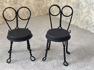 Dollhouse small scale black metal chairs - Picture 1 of 7